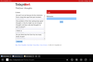 TodaysMeet - KCS student thoughts on The Giver. Most recent thoughts are displayed at the top.